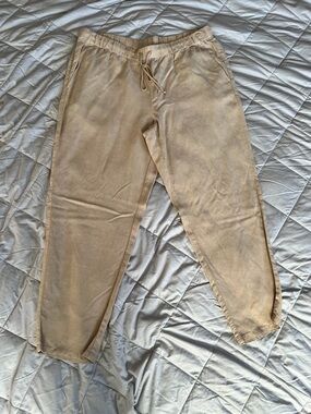 Eileen Fisher Women’s Tencel/Linen Blend Drawstring Beige Pants